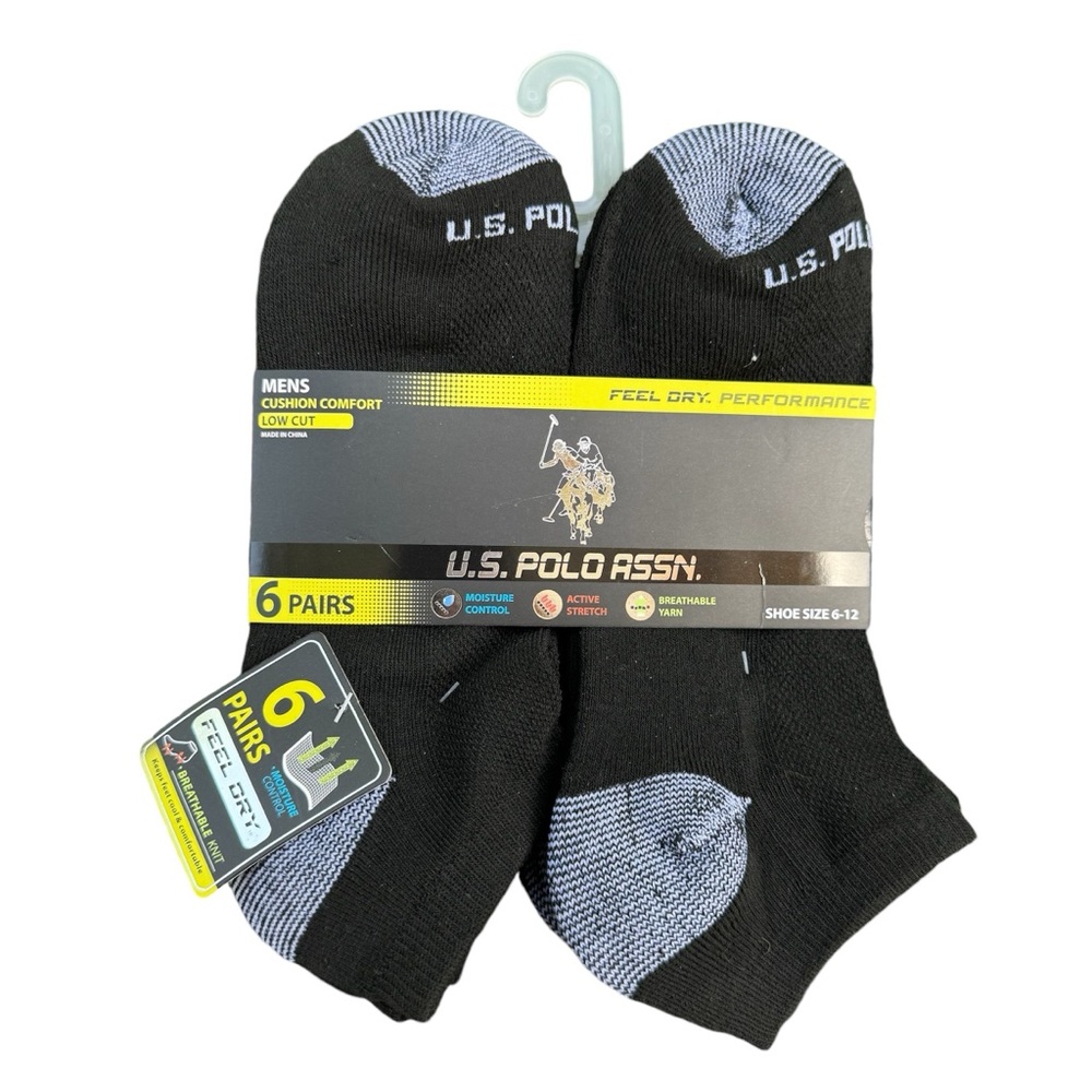 U.S. Polo Assn. Men’s Low Cut Comfort 6 Pair Sock Pack